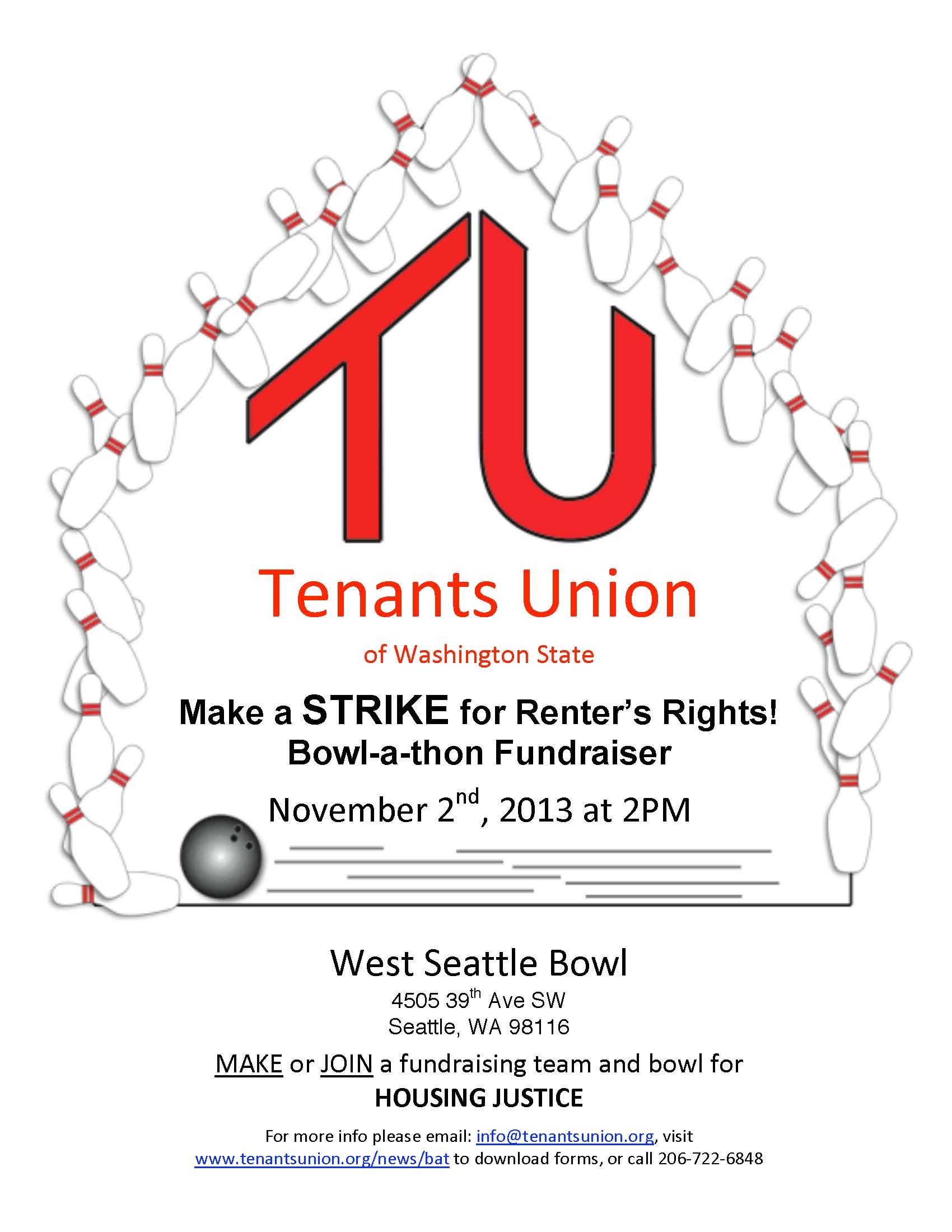 Tenants Union BowlAThon Fundraiser January 24th Tenants Union of